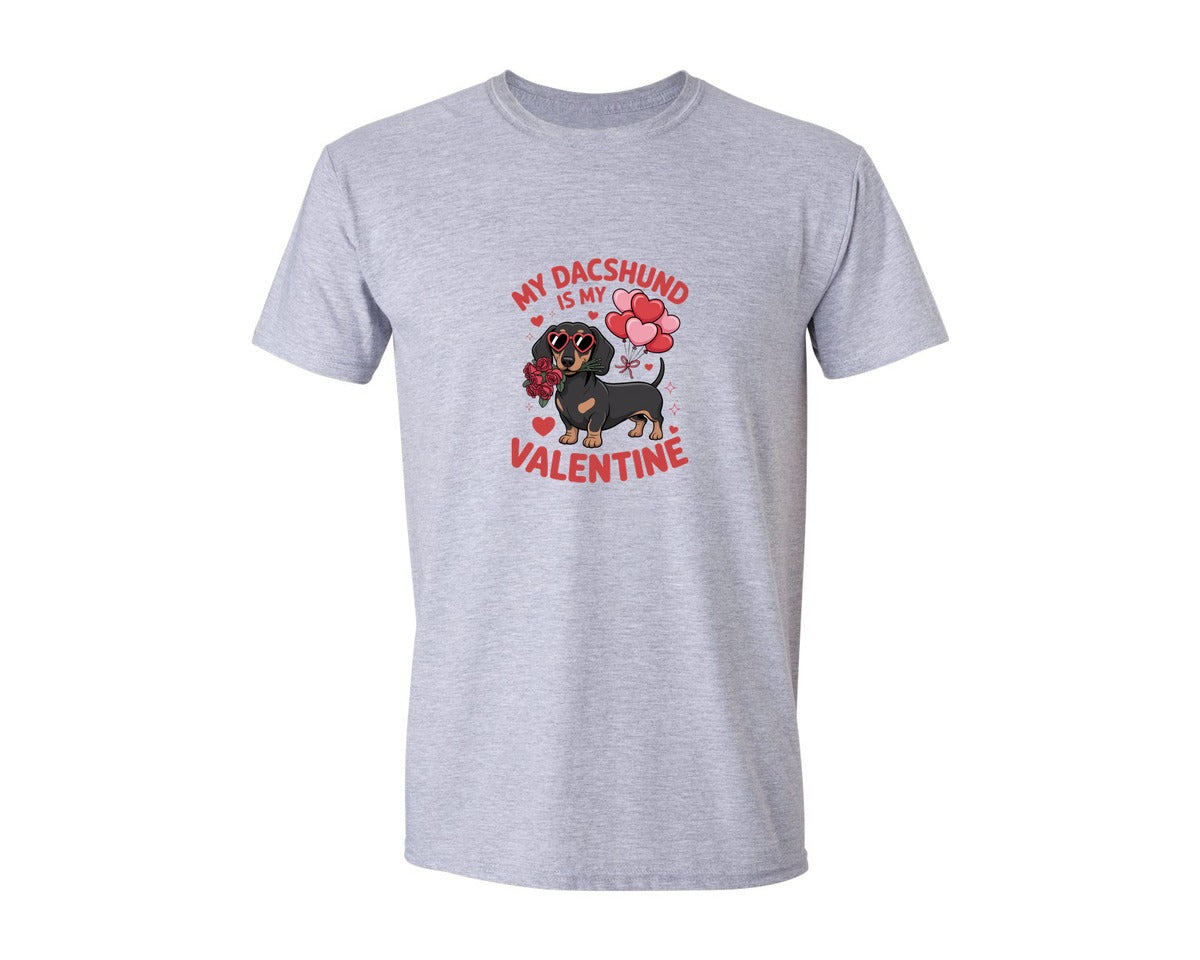brand:Generic|color:Sports Grey / Athletic Heather|My Dachshund Is My Valentine 6 Graphic T-Shirt