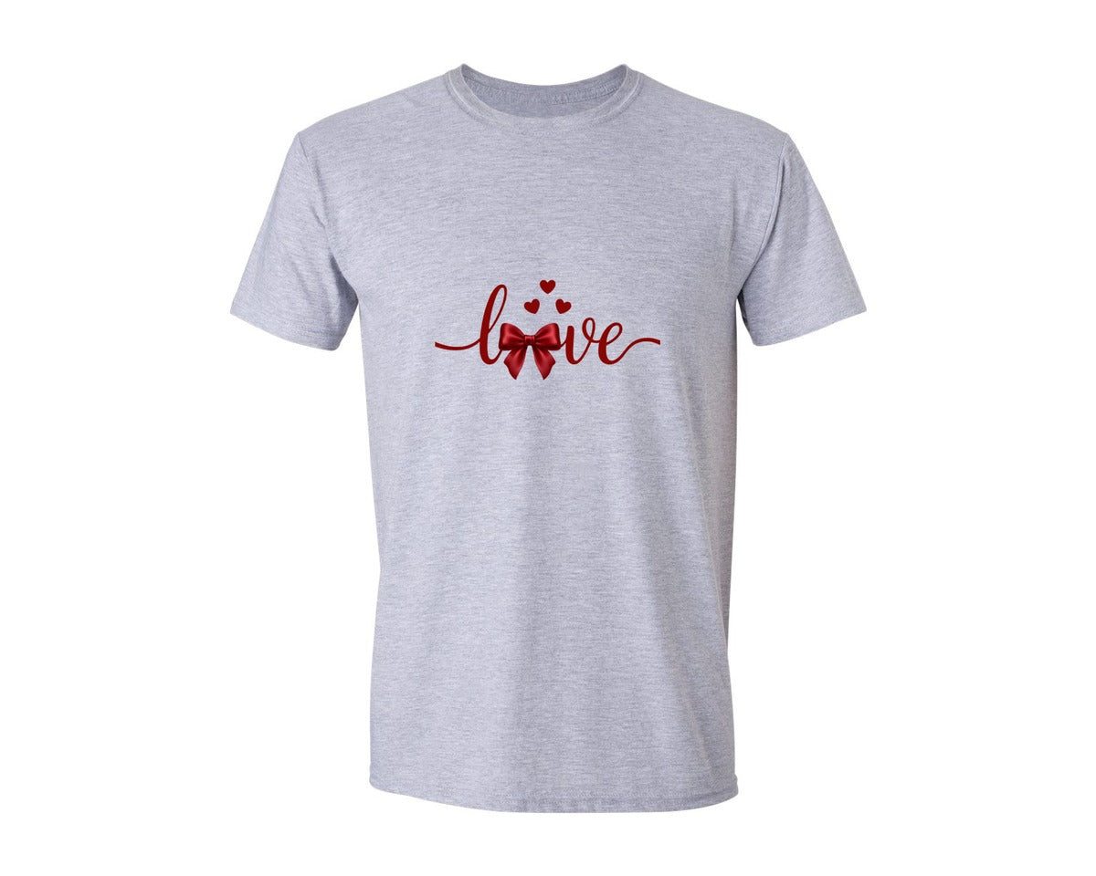 brand:Generic|color:Sports Grey / Athletic Heather|Love Bow Coquette Valentine Tshirt Graphic T-Shirt