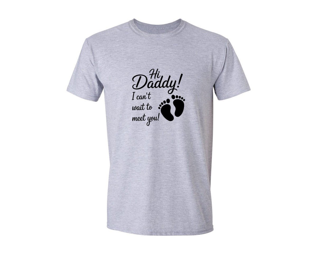 brand:Generic|color:Sports Grey / Athletic Heather|Hi Daddy Birth Pregnancy Announcement Graphic T-Shirt