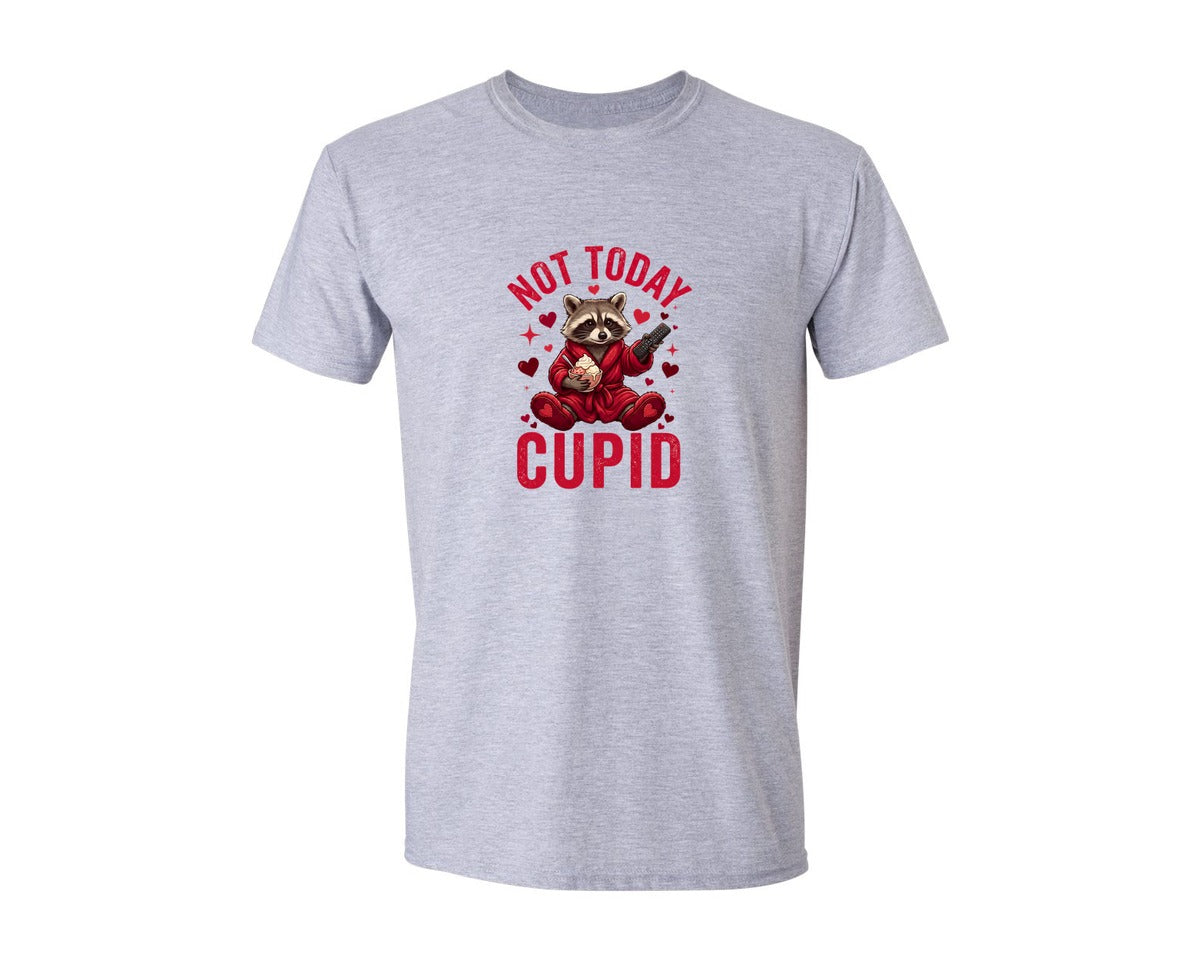 brand:Generic|color:Sports Grey / Athletic Heather|Not Today Cupid Raccoon Valentine 6 Graphic T-Shirt