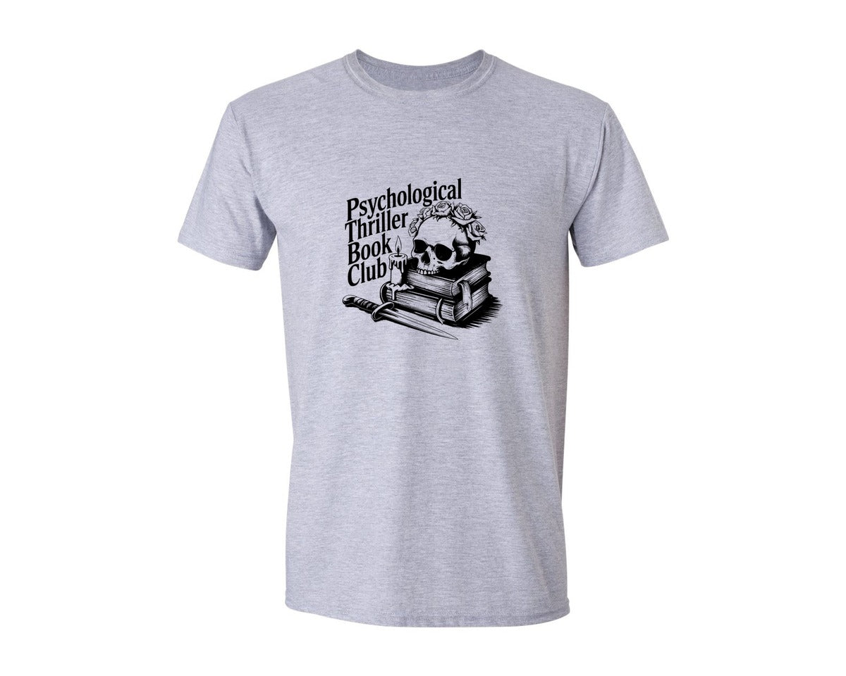 brand:Generic|color:Sports Grey / Athletic Heather|Psychological Thriller Book Club T S Graphic T-Shirt