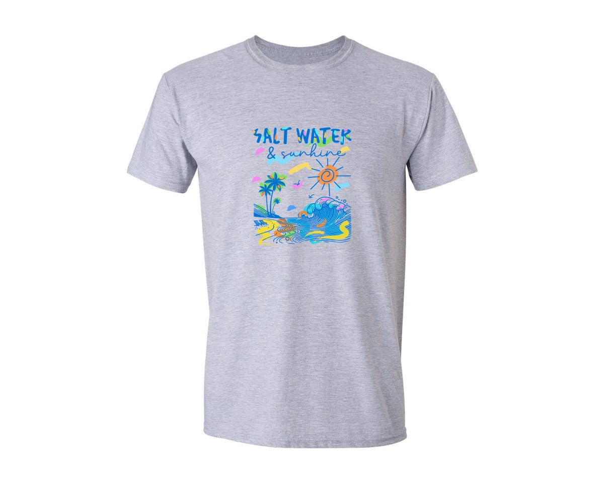 brand:Generic|color:Sports Grey / Athletic Heather|Summer Beach Salt Water Sunshine Graphic T-Shirt