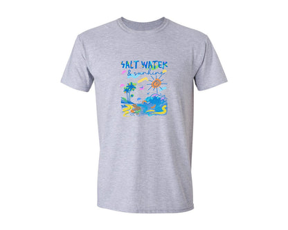 brand:Generic|color:Sports Grey / Athletic Heather|Summer Beach Salt Water Sunshine Graphic T-Shirt