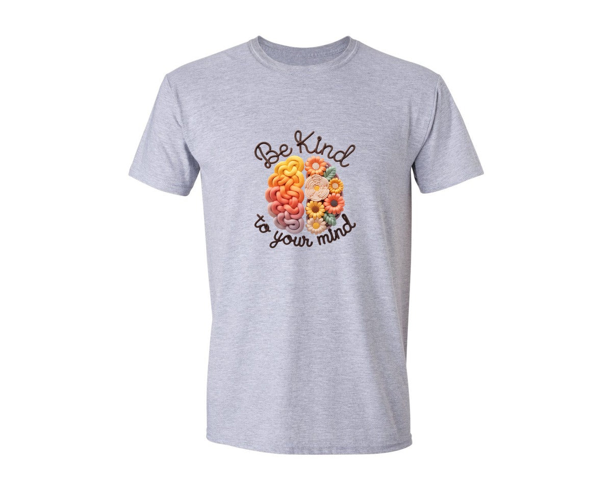 brand:Generic|color:Sports Grey / Athletic Heather|Be Kind Faux Yarn Mental Health Graphic T-Shirt