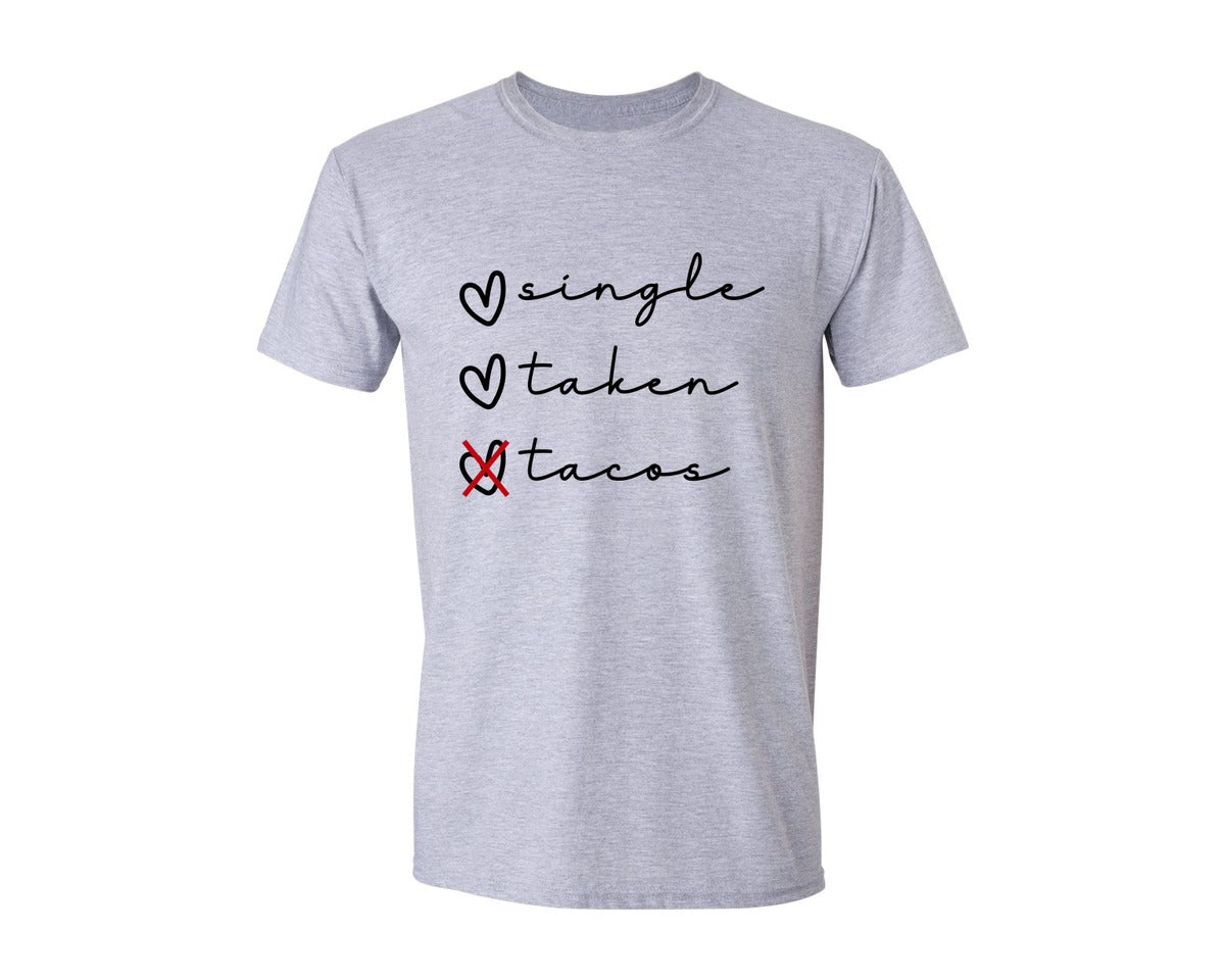brand:Generic|color:Sports Grey / Athletic Heather|Single Taken Tacos 12 Graphic T-Shirt