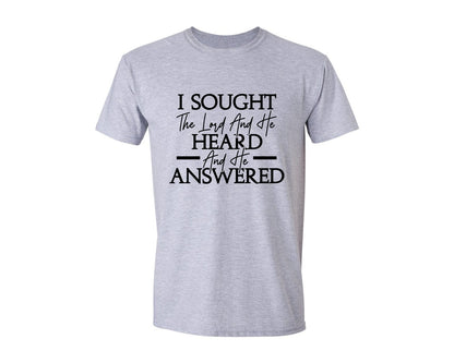 brand:Generic|color:Sports Grey / Athletic Heather|I Sought The Lord And He Heard Graphic T-Shirt