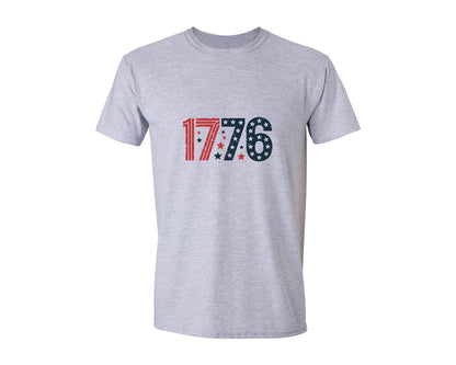 brand:Generic|color:Sports Grey / Athletic Heather|1776 Patriotic Distressed Edge Graphic T-Shirt