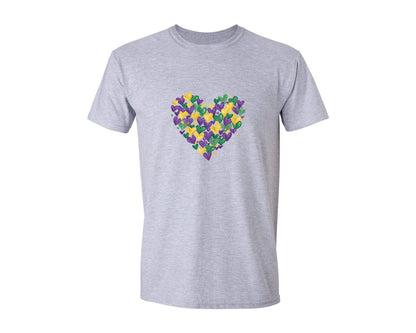brand:Generic|color:Sports Grey / Athletic Heather|Mardi Gras Heart Painted Carnival Graphic T-Shirt