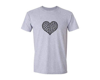 brand:Generic|color:Sports Grey / Athletic Heather|Leopard Print Heart 2 Graphic T-Shirt