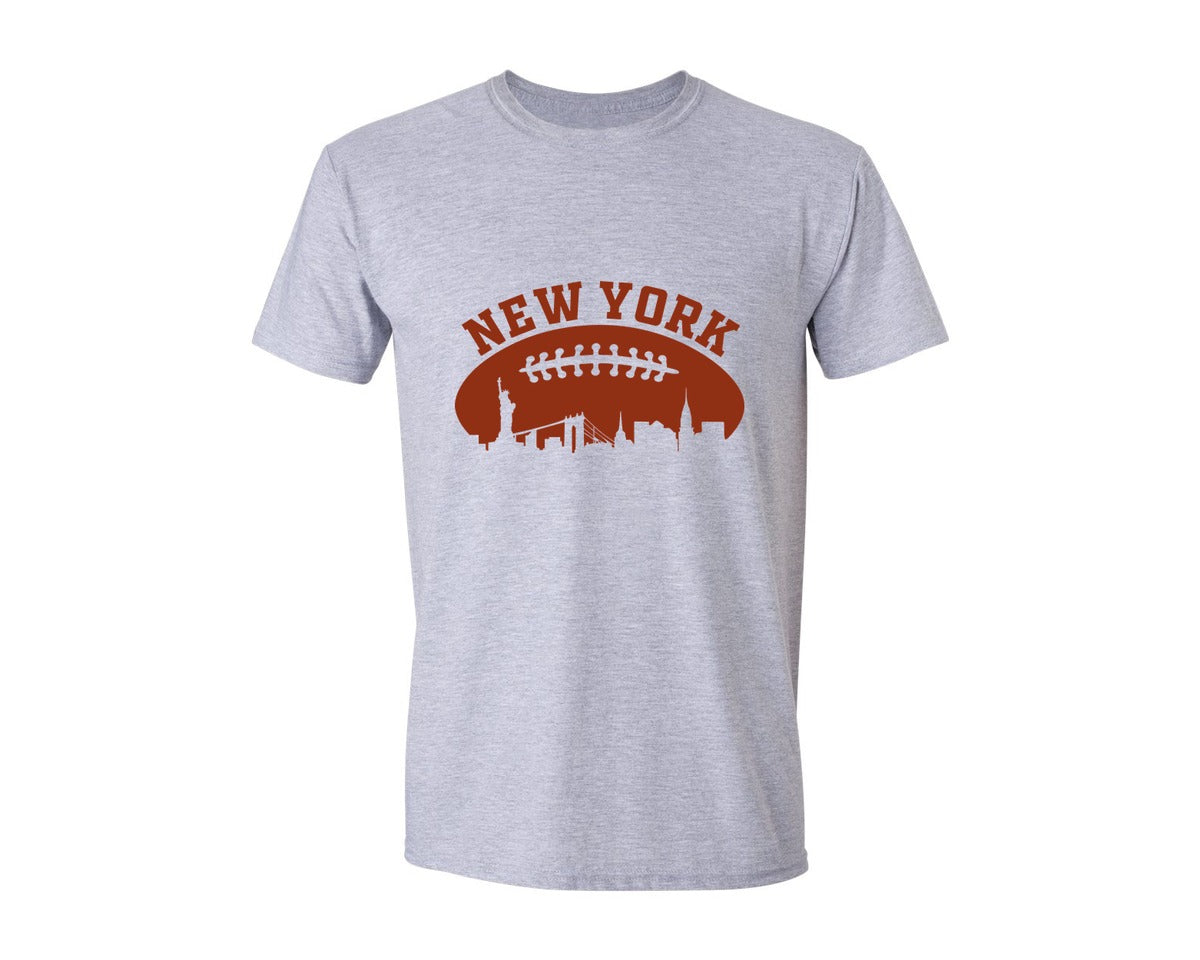 brand:Generic|color:Sports Grey / Athletic Heather|American Football New York City Skyline Graphic T-Shirt