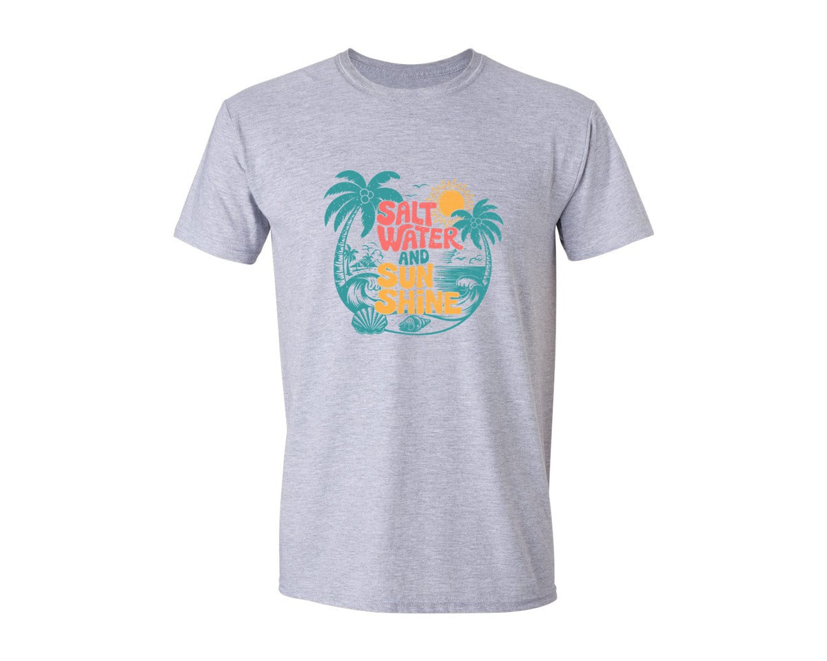 brand:Generic|color:Sports Grey / Athletic Heather|Salt Water Andsunshinepngtropical Beach Graphic T-Shirt