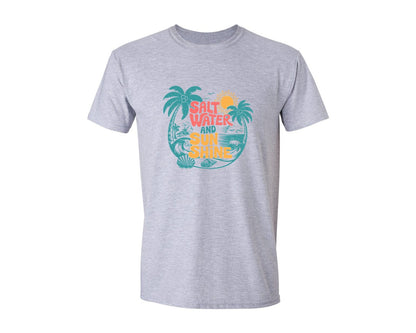 brand:Generic|color:Sports Grey / Athletic Heather|Salt Water Andsunshinepngtropical Beach Graphic T-Shirt