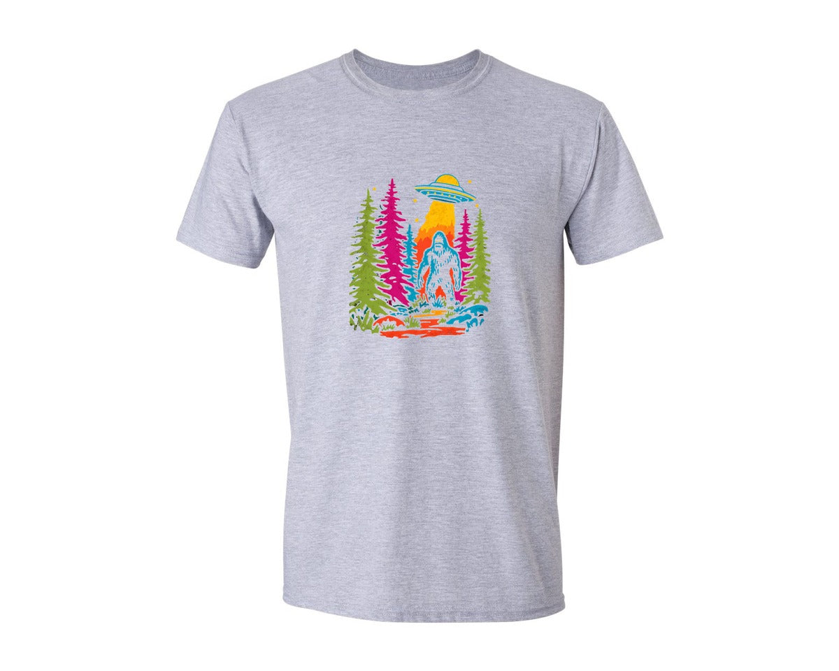 brand:Generic|color:Sports Grey / Athletic Heather|Bigfoot Ufo Abduction Graphic T-Shirt