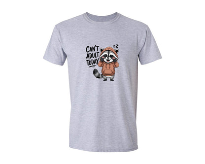brand:Generic|color:Sports Grey / Athletic Heather|Funny Raccoon Cant Adult Today Graphic T-Shirt