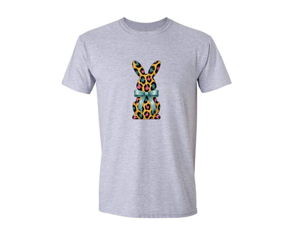 brand:Generic|color:Sports Grey / Athletic Heather|Happy Easter Bunny Leopard Easter Graphic T-Shirt