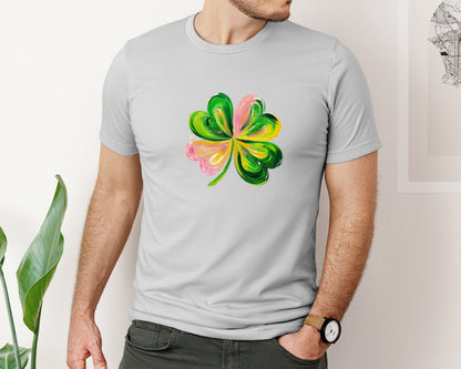 brand:Bella Canvas|color:Sports Grey / Athletic Heather|Brushstroke Shamrock Graphic T-Shirt