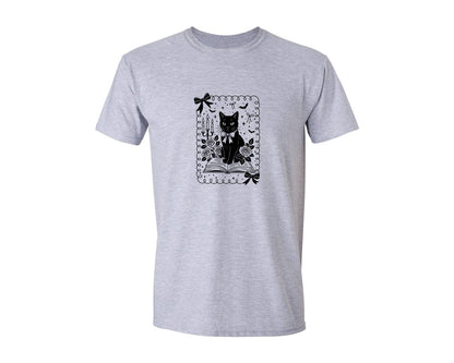brand:Generic|color:Sports Grey / Athletic Heather|Book Lover Witchy Book Club Cat Graphic T-Shirt