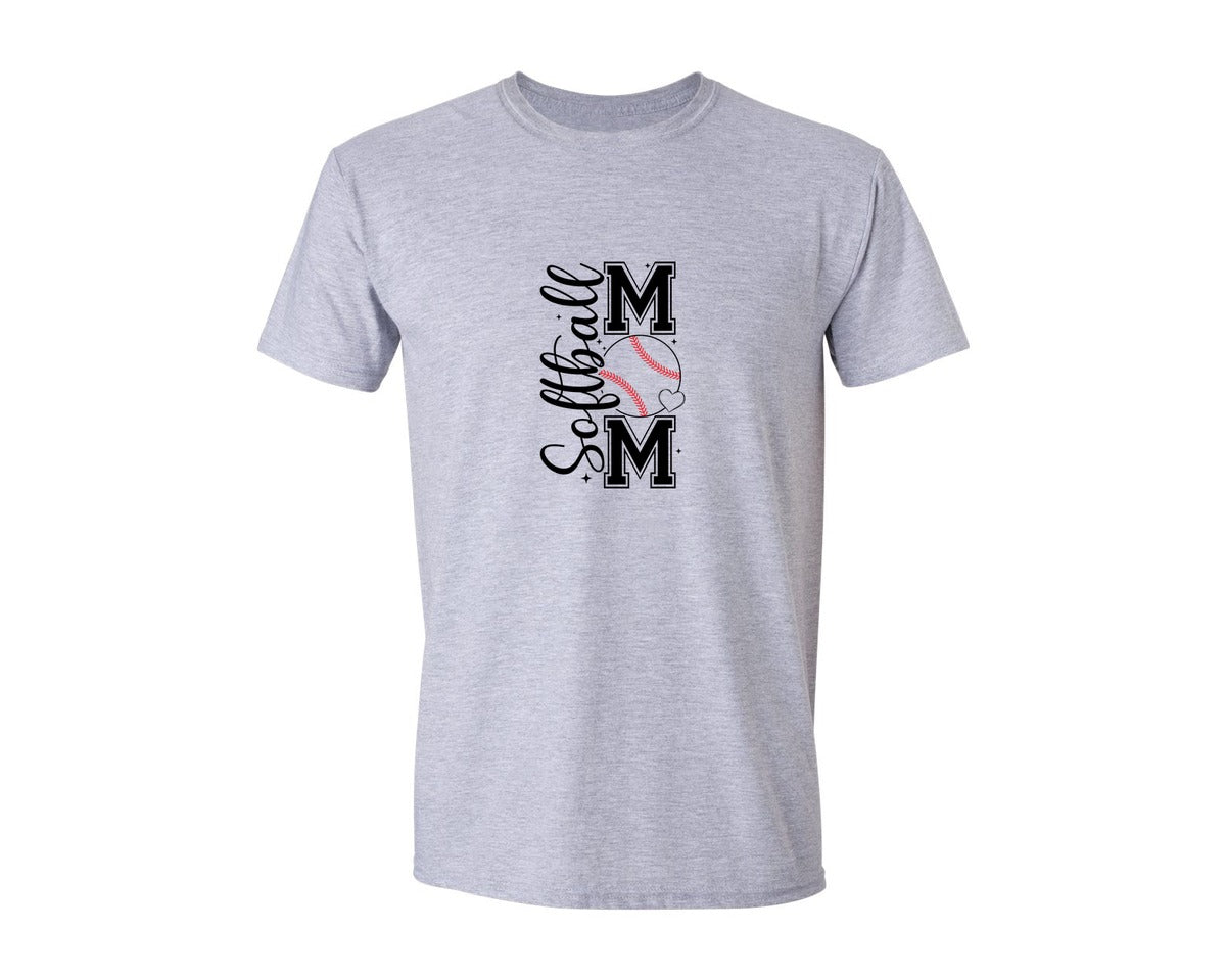 brand:Generic|color:Sports Grey / Athletic Heather|Softball Mom T Shirt Design Graphic T-Shirt