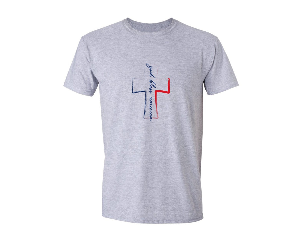 brand:Generic|color:Sports Grey / Athletic Heather|God Bless America 4Th Of July Christian 2 Graphic T-Shirt