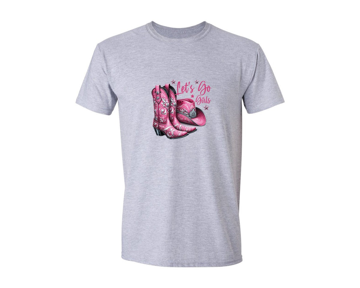 brand:Generic|color:Sports Grey / Athletic Heather|Lets Go Girls Cowgirl Boots 2 Graphic T-Shirt