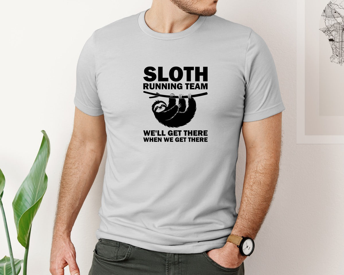 brand:Bella Canvas|color:Sports Grey / Athletic Heather|Sloth Running Team T Shirt 2 Graphic T-Shirt