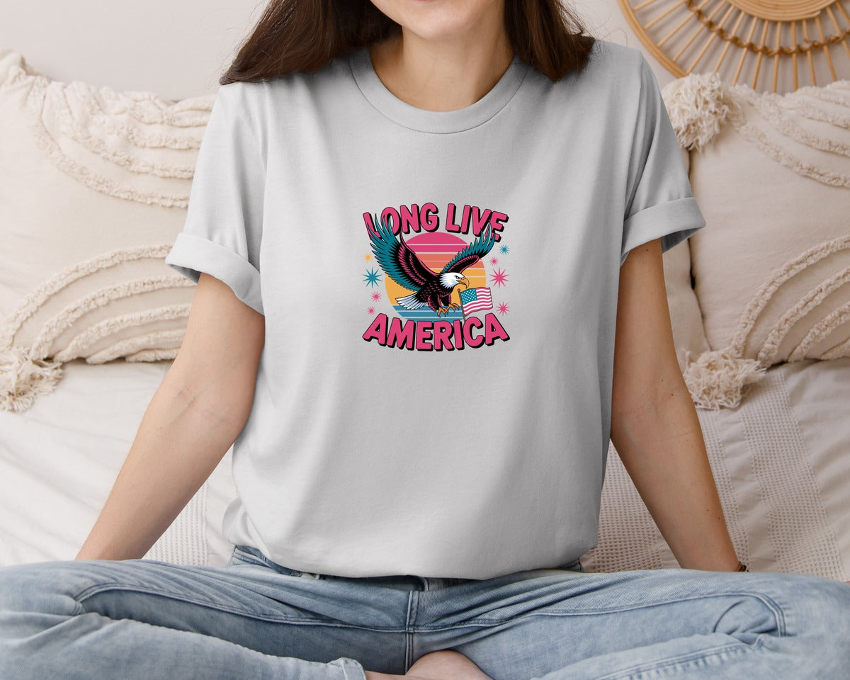brand:Bella Canvas|color:Sports Grey / Athletic Heather|Long Live America Graphic T-Shirt