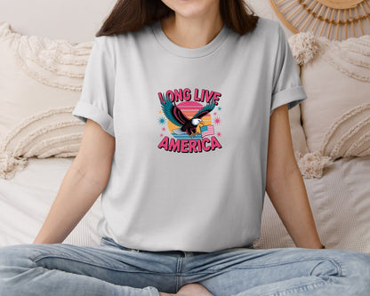 brand:Bella Canvas|color:Sports Grey / Athletic Heather|Long Live America Graphic T-Shirt