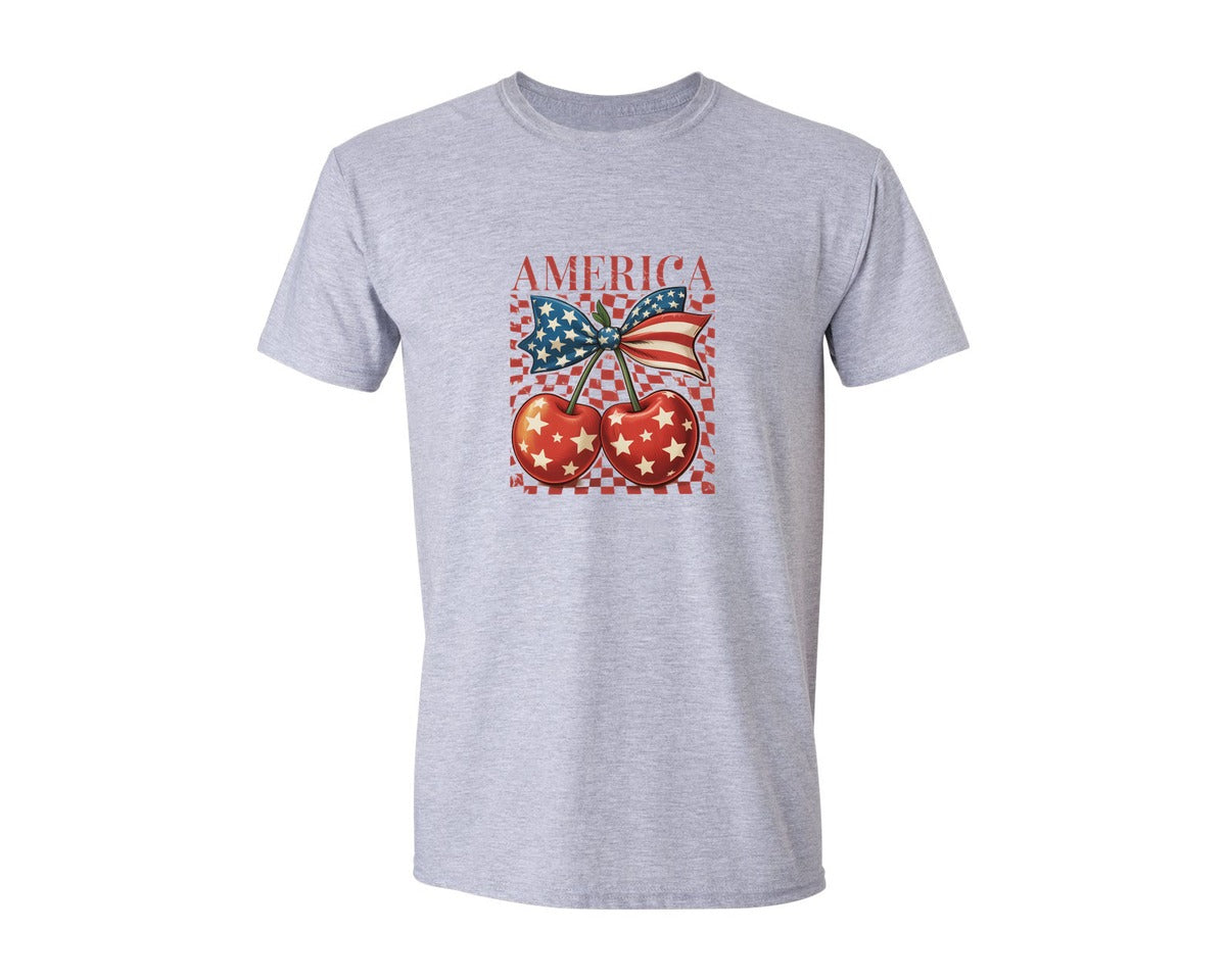 brand:Generic|color:Sports Grey / Athletic Heather|Cherry America Coquette Veteran Graphic T-Shirt