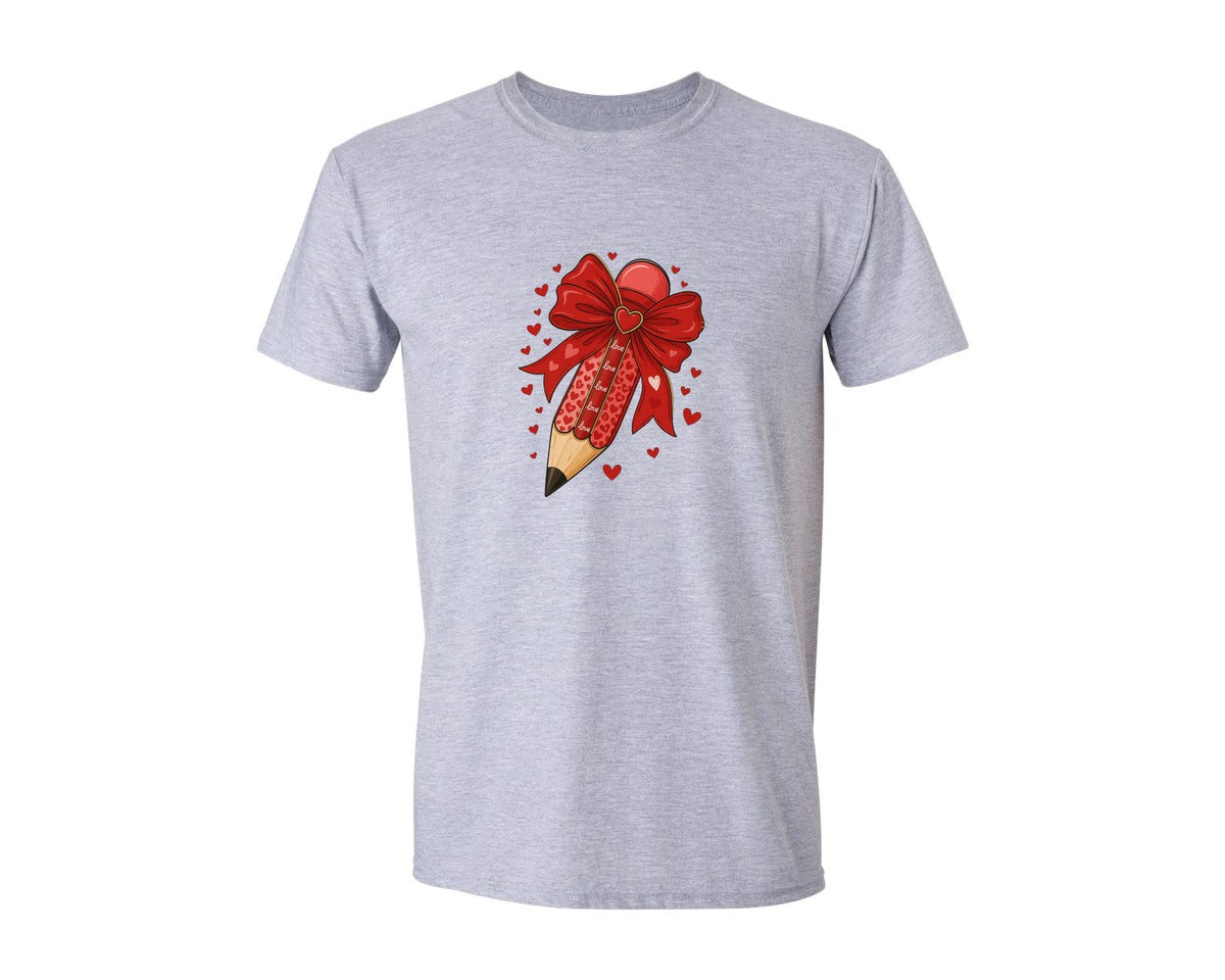 brand:Generic|color:Sports Grey / Athletic Heather|Valentine Teacher Pencil 3 Graphic T-Shirt