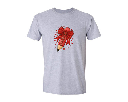 brand:Generic|color:Sports Grey / Athletic Heather|Valentine Teacher Pencil 3 Graphic T-Shirt