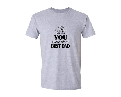 brand:Generic|color:Sports Grey / Athletic Heather|Pointing Hand Best Dad Typography Graphic T-Shirt