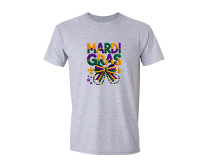 brand:Generic|color:Sports Grey / Athletic Heather|Faux Yran Latch Hook Mardi Gras Graphic T-Shirt