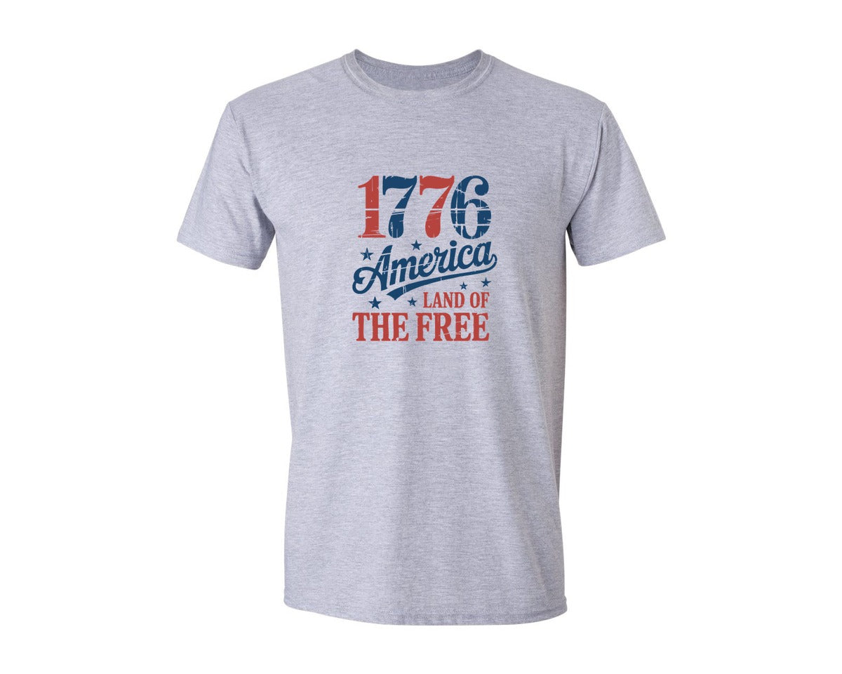 brand:Generic|color:Sports Grey / Athletic Heather|1776 America Land Of The Free Usa Graphic T-Shirt