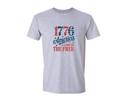 brand:Generic|color:Sports Grey / Athletic Heather|1776 America Land Of The Free Usa Graphic T-Shirt