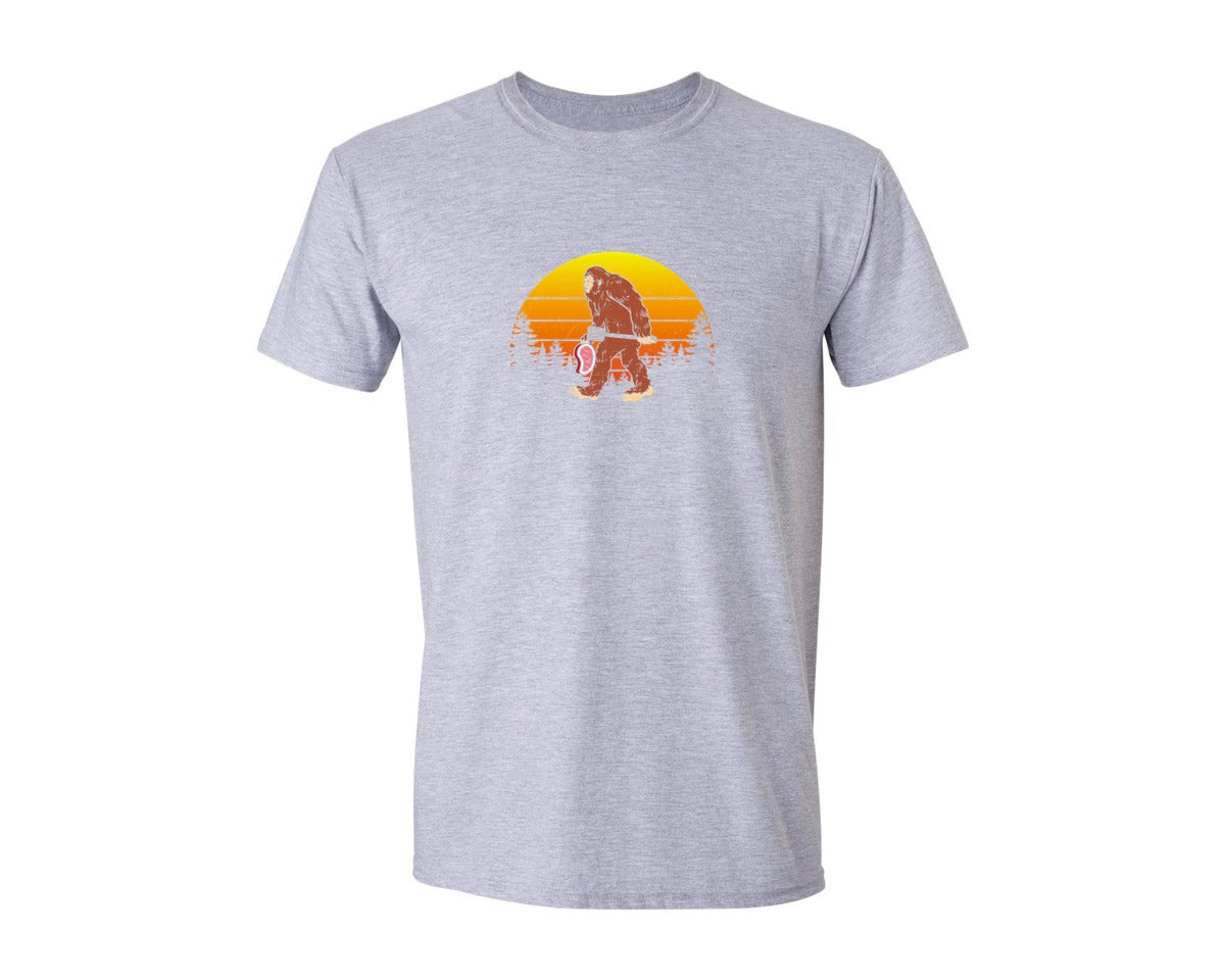 brand:Generic|color:Sports Grey / Athletic Heather|Bigfoot Sasquatch Bbq Retro Barbecue Graphic T-Shirt
