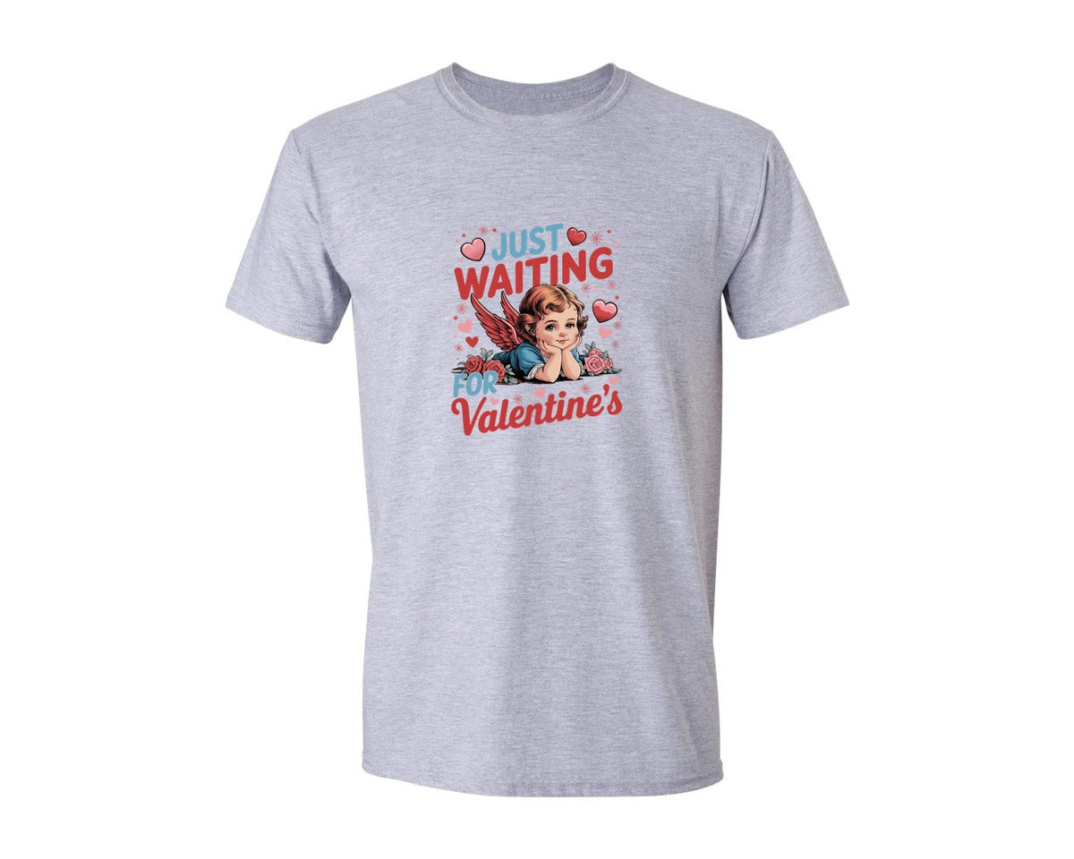 brand:Generic|color:Sports Grey / Athletic Heather|Just Waiting For Valentines 7 Graphic T-Shirt