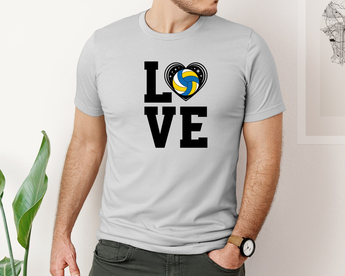 brand:Bella Canvas|color:Sports Grey / Athletic Heather|Love Volleyball Design Volleyball Lover Graphic T-Shirt