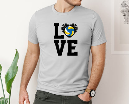 brand:Bella Canvas|color:Sports Grey / Athletic Heather|Love Volleyball Design Volleyball Lover Graphic T-Shirt