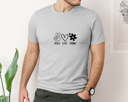 brand:Bella Canvas|color:Sports Grey / Athletic Heather|Peace Love Spring 4 Graphic T-Shirt