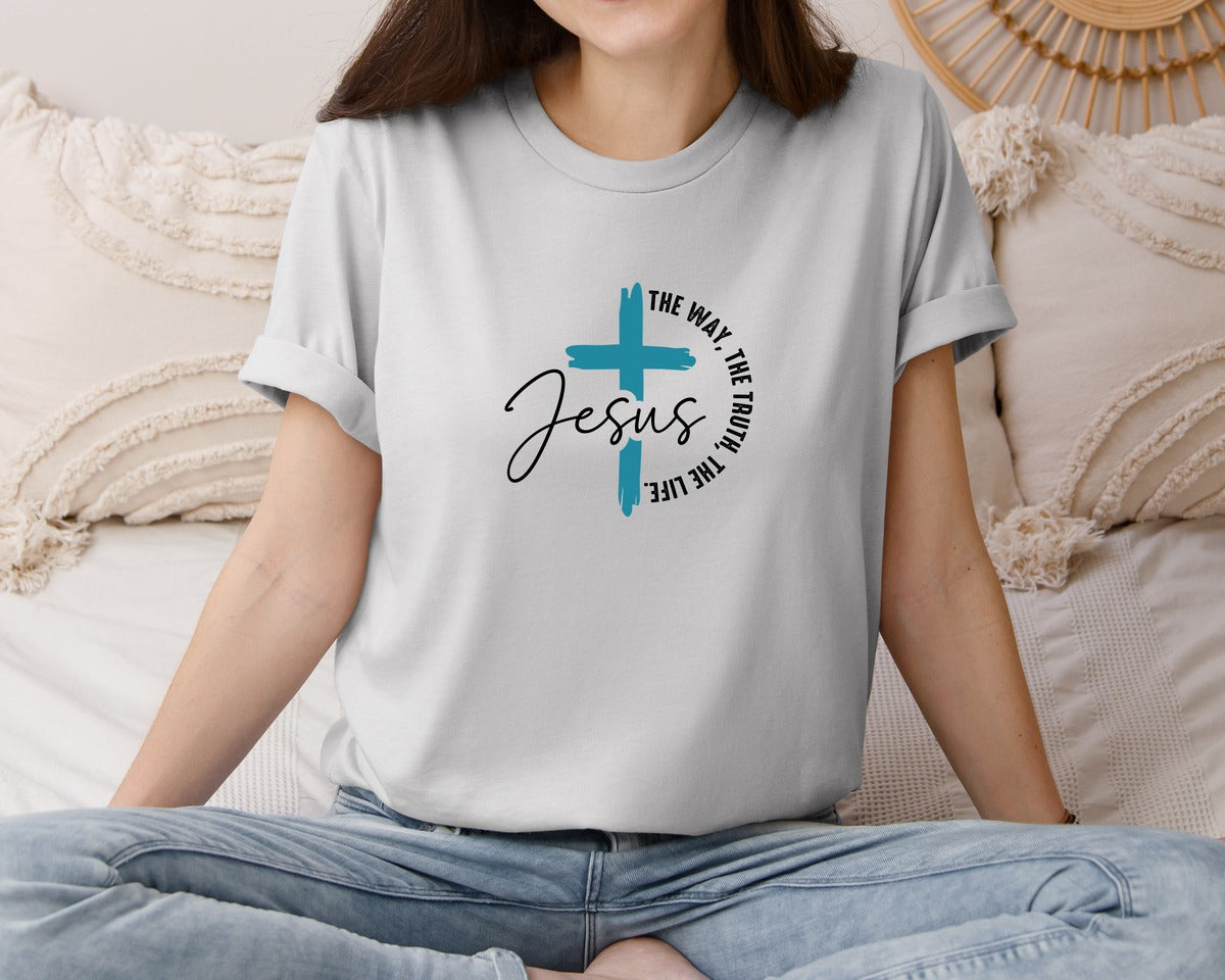 brand:Bella Canvas|color:Sports Grey / Athletic Heather|Jesus The Way The Truth The Life 78 Graphic T-Shirt
