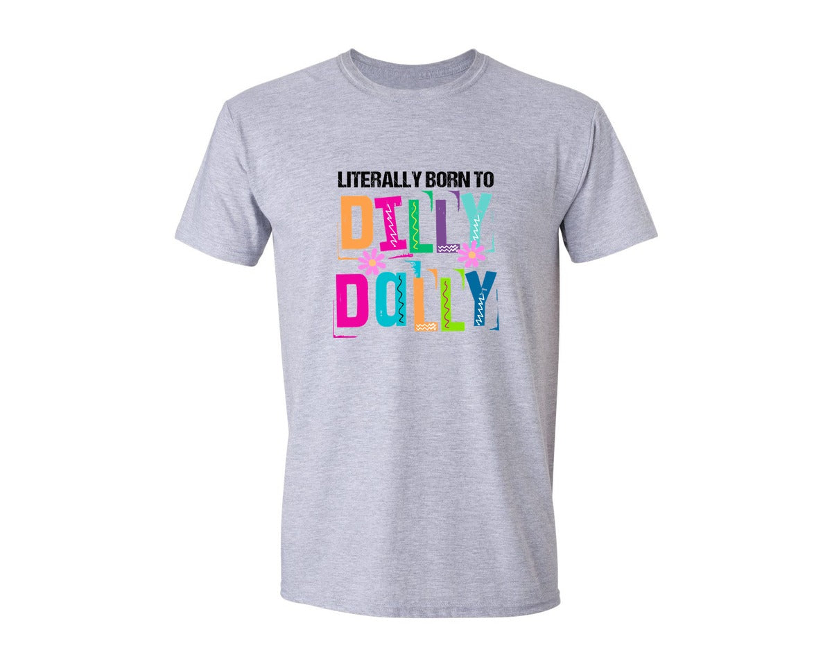 brand:Generic|color:Sports Grey / Athletic Heather|Funny Dilly Dally Preppy Girl Graphic T-Shirt