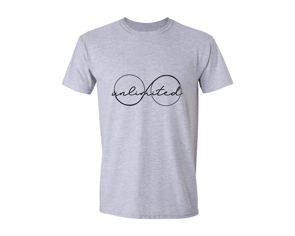 brand:Generic|color:Sports Grey / Athletic Heather|Glasses With The Word Unlimted Graphic T-Shirt