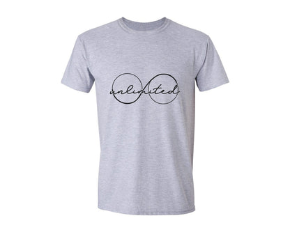brand:Generic|color:Sports Grey / Athletic Heather|Glasses With The Word Unlimted Graphic T-Shirt