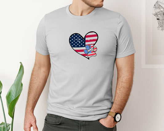 American Flag Patriotic Dog Lover Graphic T-Shirt