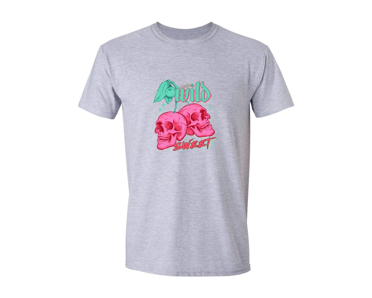brand:Generic|color:Sports Grey / Athletic Heather|A Little Wild Sweet Skull File 2 Graphic T-Shirt