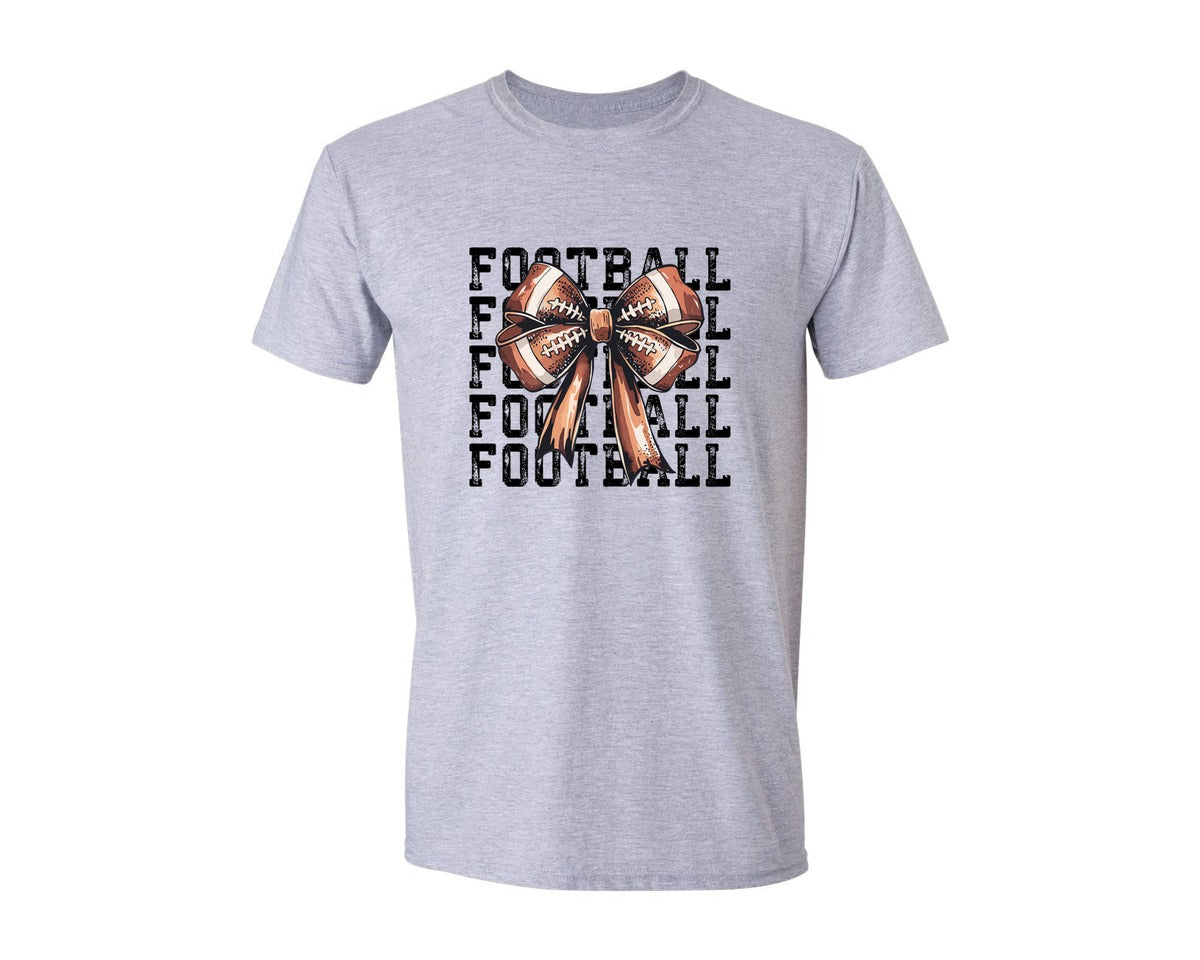 brand:Generic|color:Sports Grey / Athletic Heather|Football Game Day Coquette Preppy Graphic T-Shirt