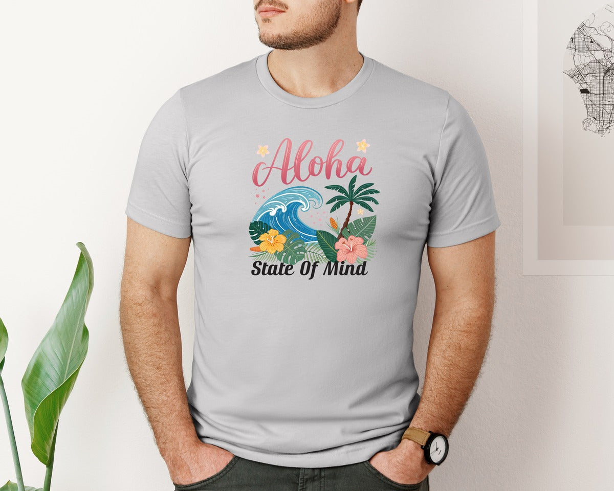 brand:Bella Canvas|color:Sports Grey / Athletic Heather|Aloha State Of Mind Pngtropical Beach 2 Graphic T-Shirt
