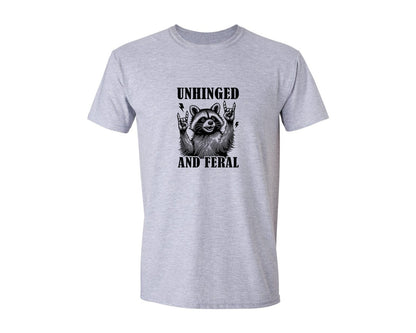brand:Generic|color:Sports Grey / Athletic Heather|Unhinged And Feral Vintage Raccoon Meme Graphic T-Shirt