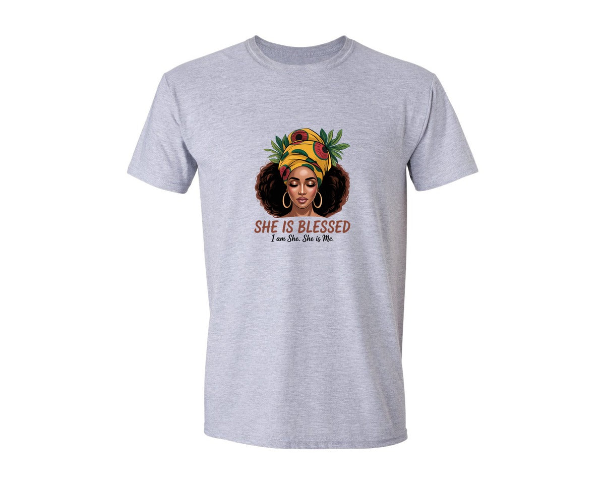 brand:Generic|color:Sports Grey / Athletic Heather|She Is Blessed Black History Month 2 Graphic T-Shirt