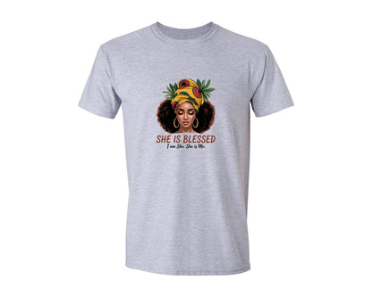 brand:Generic|color:Sports Grey / Athletic Heather|She Is Blessed Black History Month 2 Graphic T-Shirt